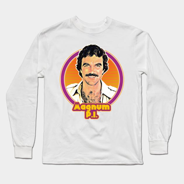 Magnum PI / Retro Aesthetic Design Long Sleeve T-Shirt by DankFutura